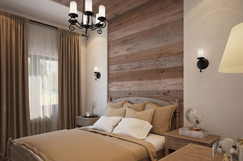 Chambre à coucher beige de style écologique - Design d'intérieur