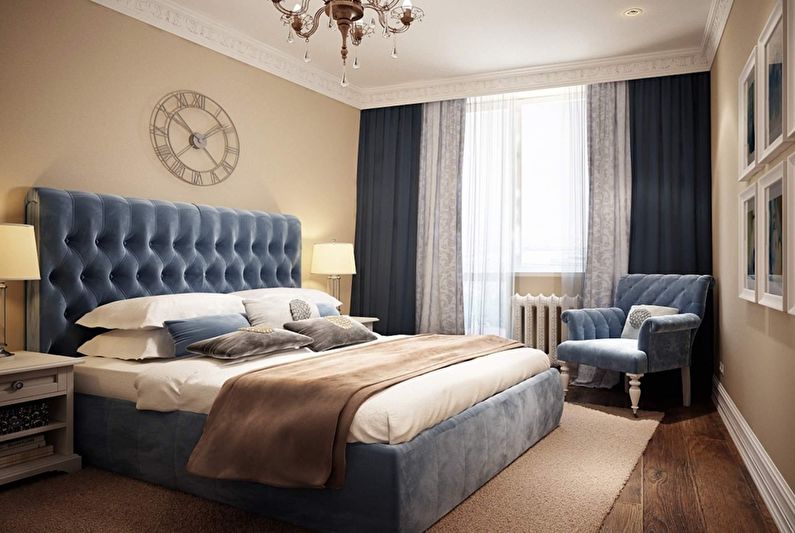 Chambre à coucher beige classique - Design d'intérieur