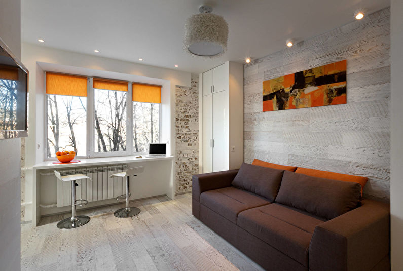 Design d'intérieur de salon à Khrouchtchev - loft, minimalisme