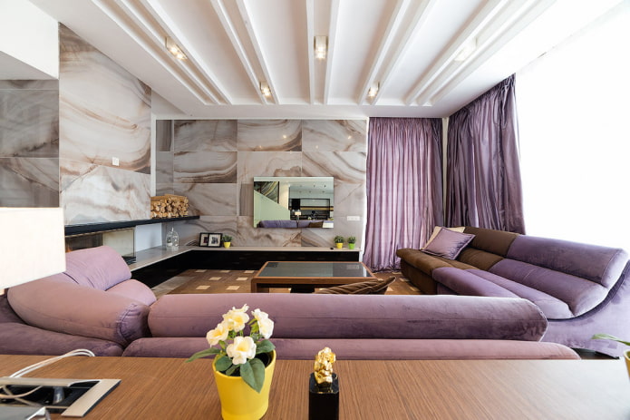 grand canapé lilas