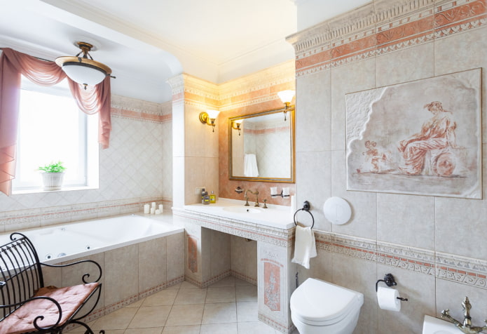 conception des couleurs de la salle de bain dans un style méditerranéen