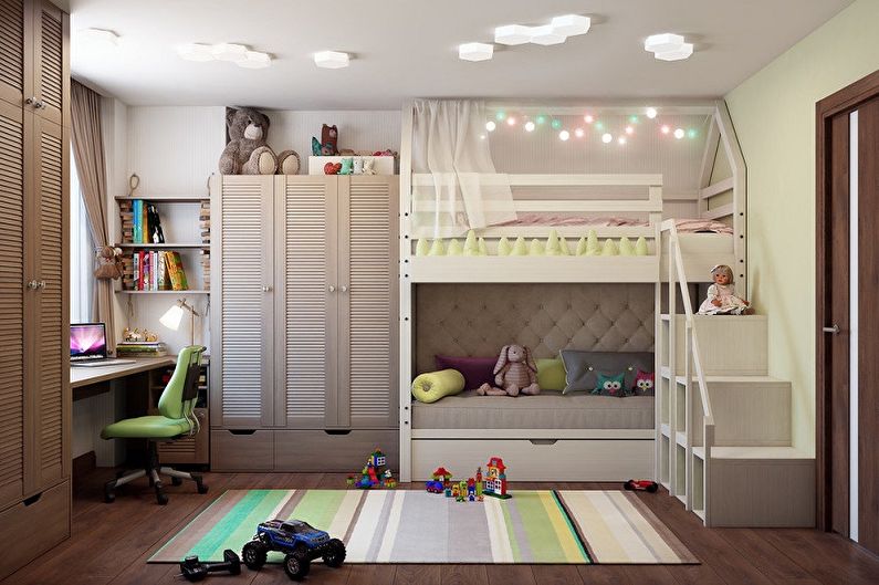 Aménagement d'une chambre d'enfant pour un garçon et une fille - Choisissez une couleur