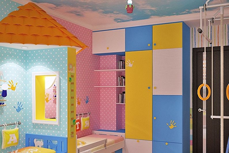 Aménagement d'une chambre d'enfant pour un garçon et une fille - Décoration plafond