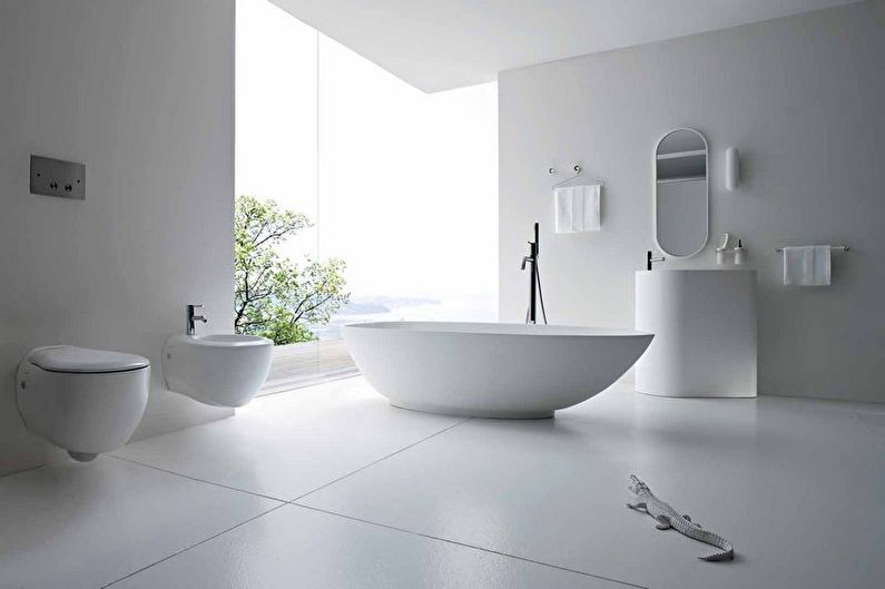 Salle de bain blanche dans le style du minimalisme - Design d'intérieur