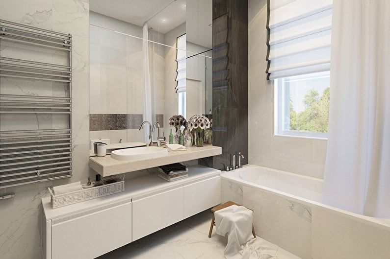 Salle de bain blanche dans le style du minimalisme - Design d'intérieur