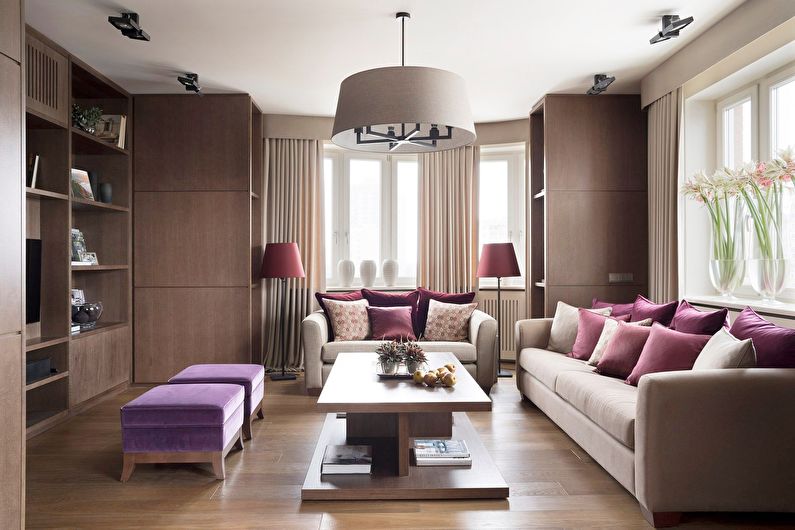 Salon design 18 m²  dans un style moderne