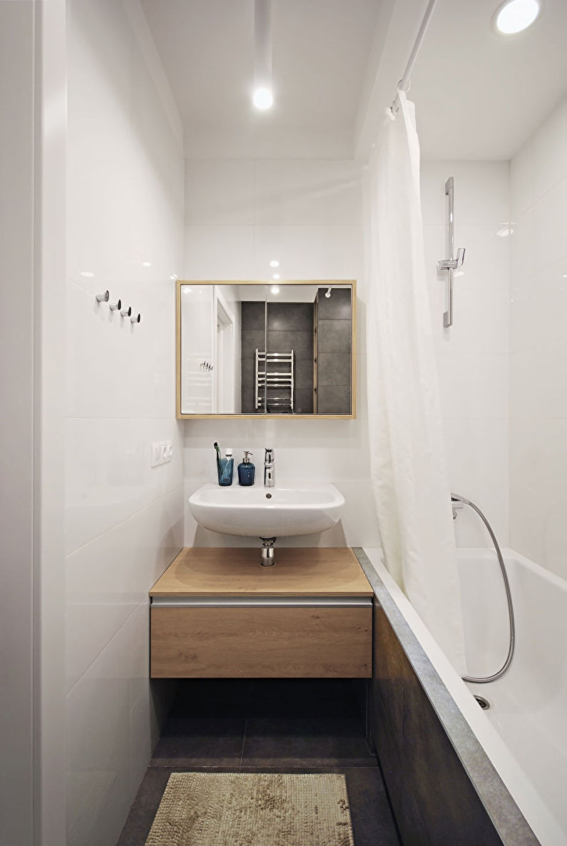 Conception de salle de bain 3 m²  en blanc - photo