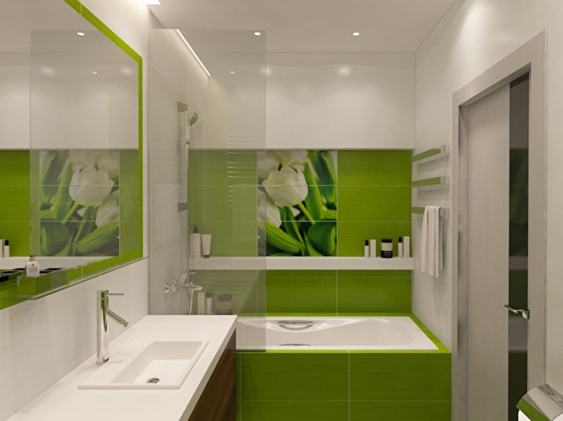 Conception de salle de bain 3 m²  dans les tons verts - photo