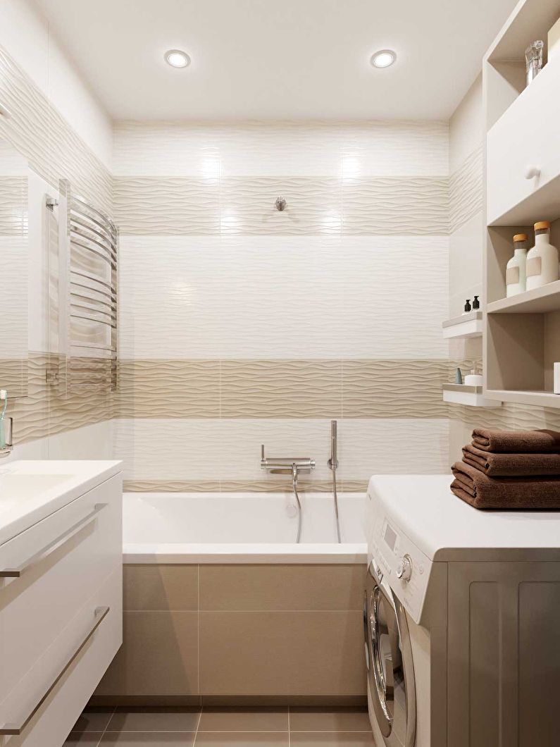 Conception de salle de bain 3 m²  aux couleurs beiges - photo