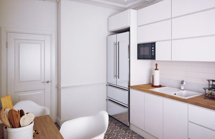 réfrigérateur dans la cuisine d'une superficie de 8 m²