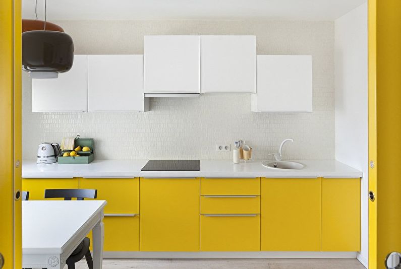 Cuisine jaune 11 m²  - Design d'intérieur