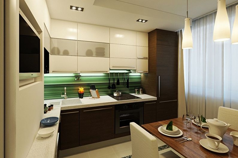 Cuisine marron 11 m²  - Design d'intérieur