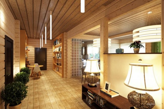 Hall spacieux d'une maison privée en bois