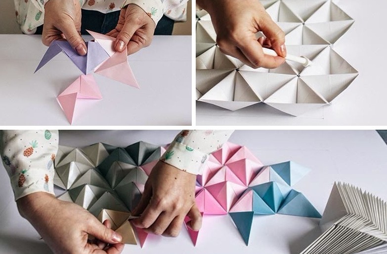 Bricolage en papier - Pyramides pour le mur