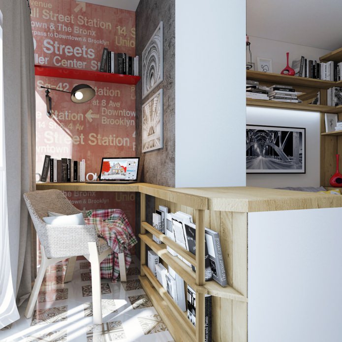 aménagement intérieur d'un petit appartement de 18 m².  m.