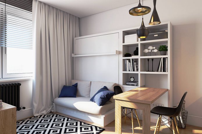 Design moderne d'un petit appartement de 19 m².  m.