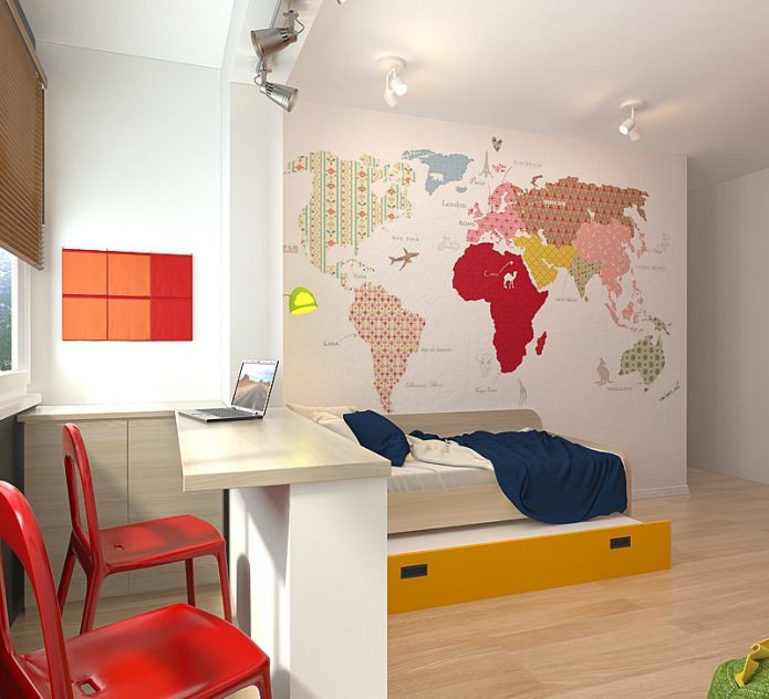 Chambre d'enfant dans la conception d'un petit appartement de 3 pièces