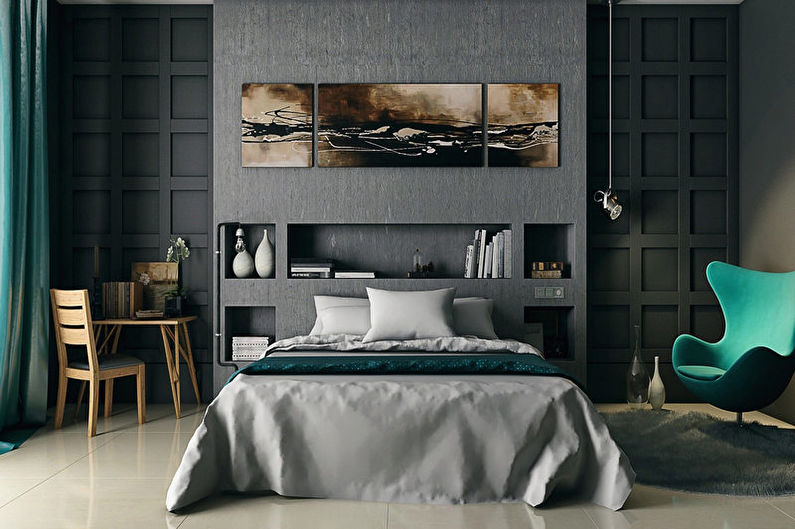 Chambre à coucher turquoise high-tech - Design d'intérieur