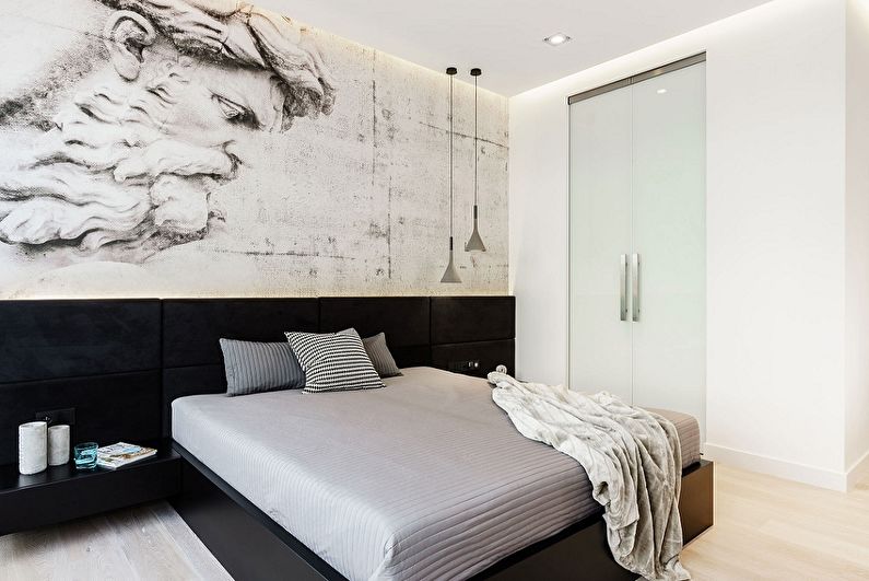 Conception de la chambre 9 m²  dans le style du minimalisme