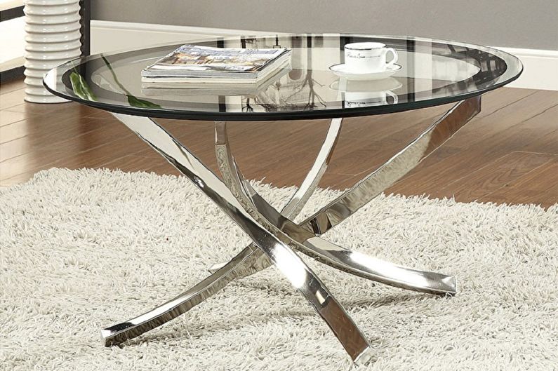 Types de tables basses en verre - Selon le nombre et le type de pieds