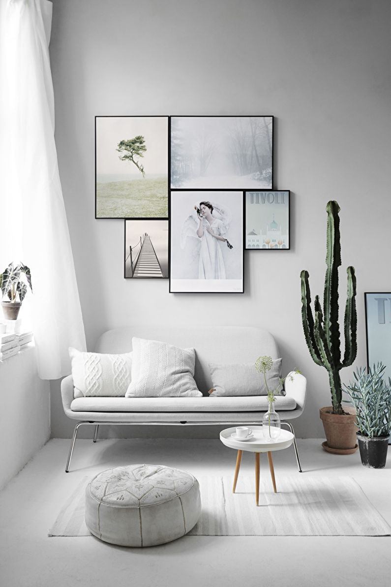 Séjour 15 m²  dans le style du minimalisme - Design d'intérieur