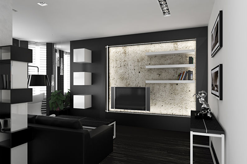 Séjour 15 m²  dans un style high-tech - Design d'intérieur