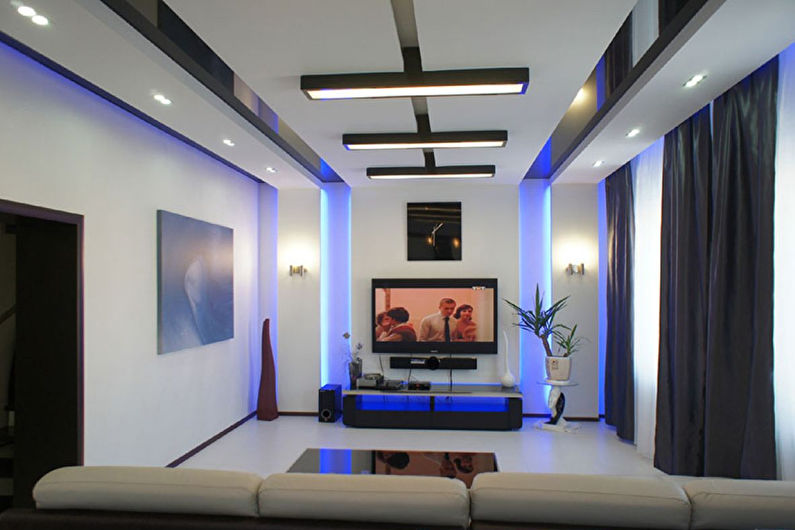 Plafond tendu de style high-tech pour salon