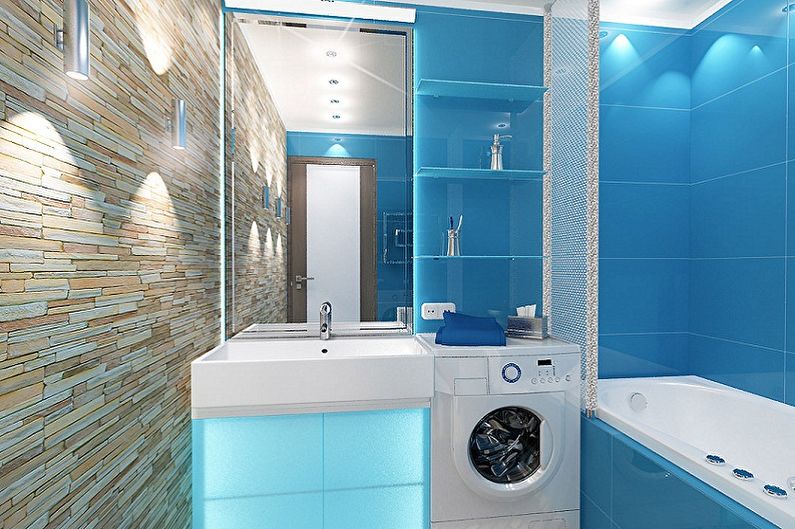 Salle de bain bleue 3 m²  - Design d'intérieur