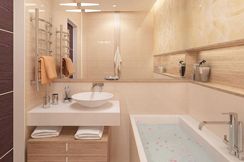 Salle de bain beige 3 m²  - Design d'intérieur