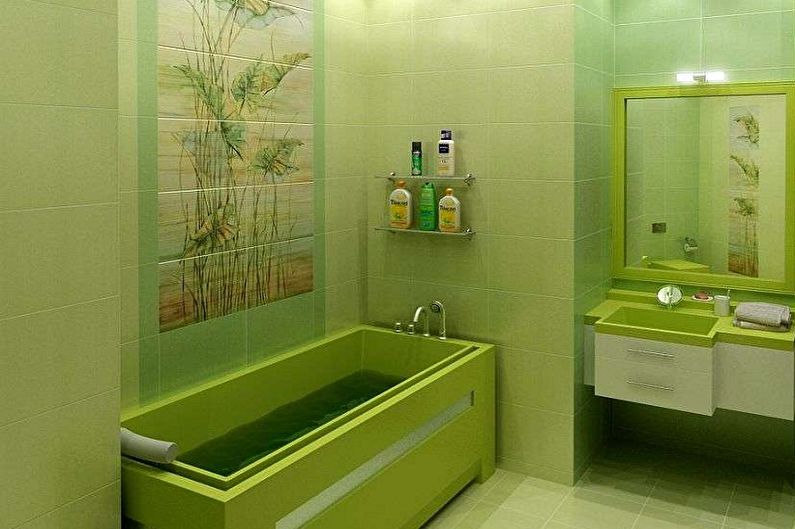 Salle de bain verte 3 m²  - Design d'intérieur