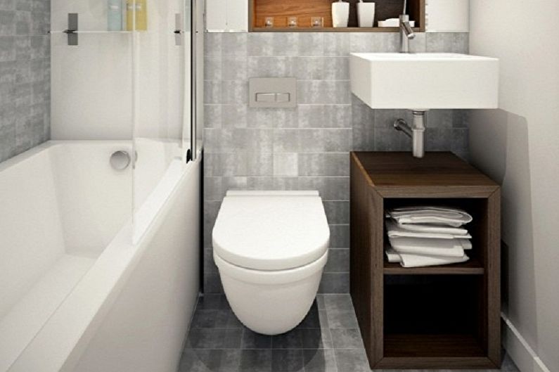 Salle de bain grise 3 m²  - Design d'intérieur