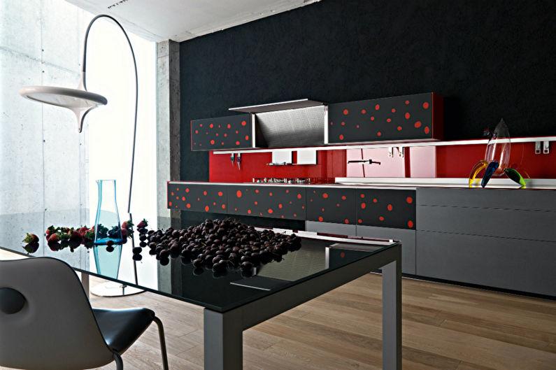 Cuisine minimaliste rouge et noir - Design d'intérieur