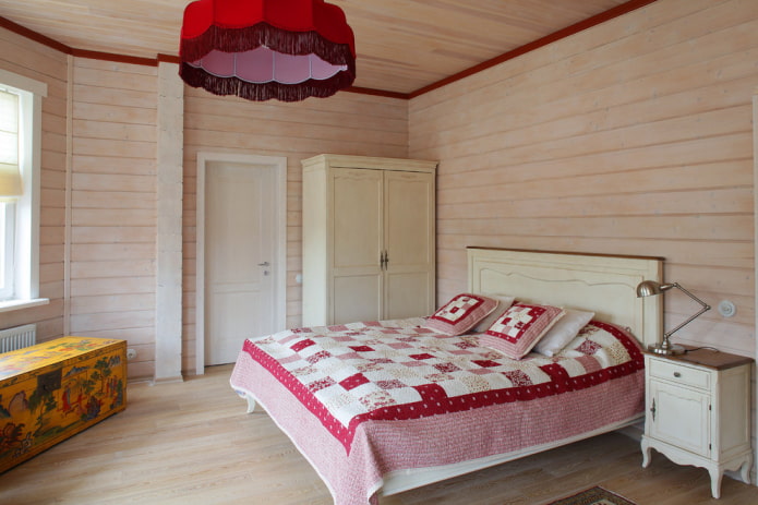 schéma de couleurs de la chambre dans un style campagnard rustique