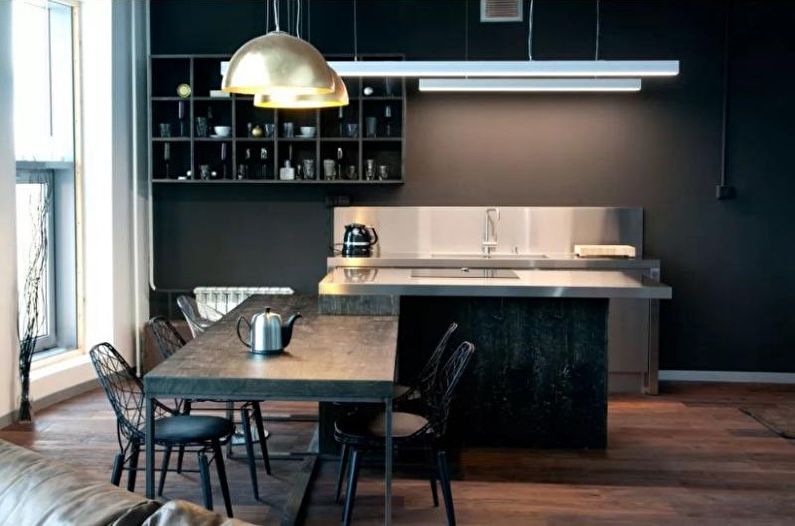 Cuisine 14 m²  dans un style high-tech - Design d'intérieur