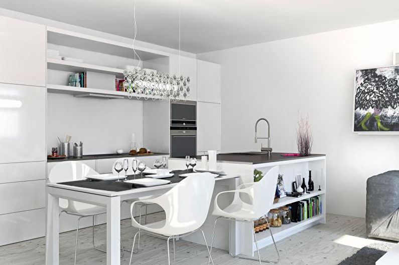 Cuisine blanche 14 m²  - Design d'intérieur