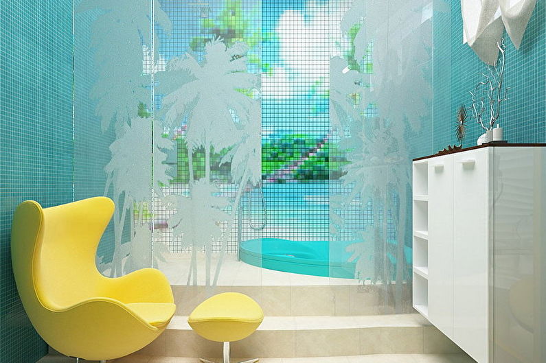 Salle de bain minimaliste turquoise - Design d'intérieur