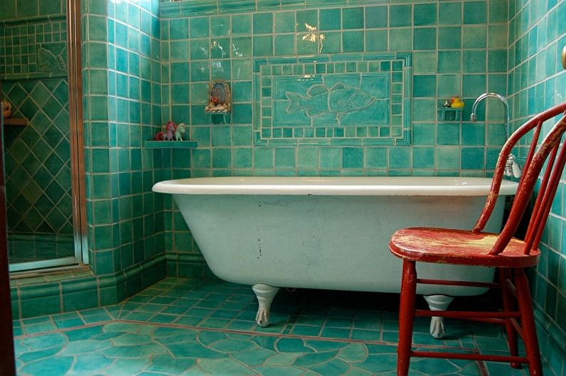 Salle de bain rétro turquoise - Design d'intérieur