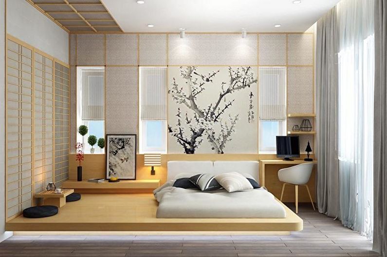 Chambre à coucher de style japonais: 90 photos design