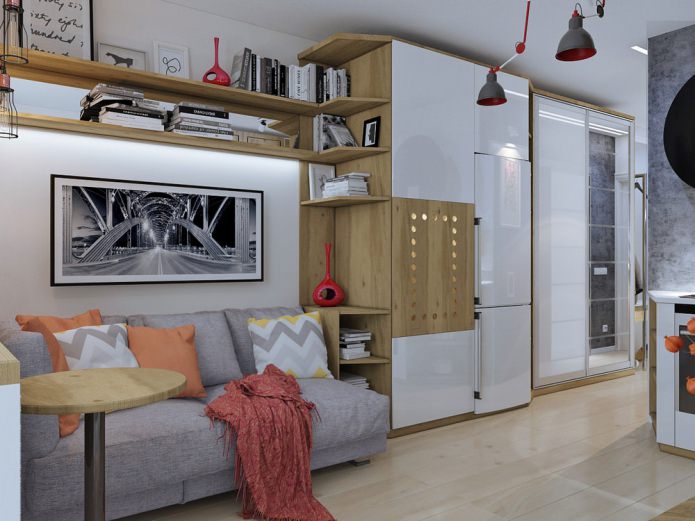 aménagement intérieur d'un petit appartement de 18 m².  m.