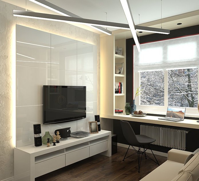 Salon dans la conception d'un appartement de 63 m².  m.