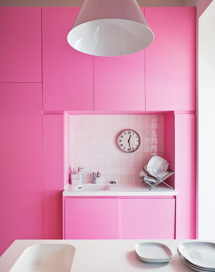 intérieur de cuisine rose
