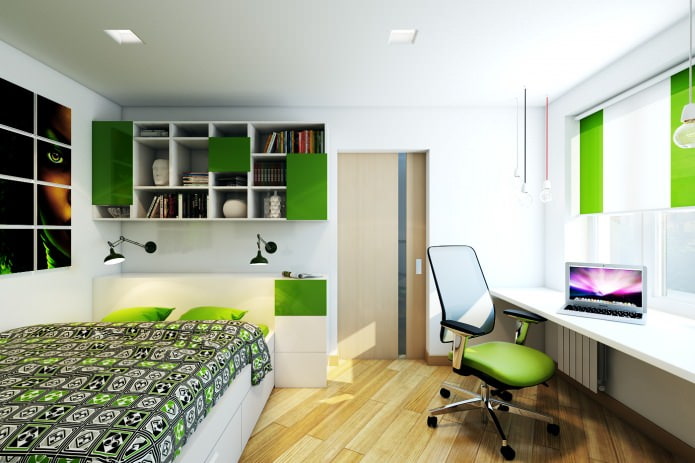 chambre dans la conception d'un appartement de deux pièces dans une maison à panneaux