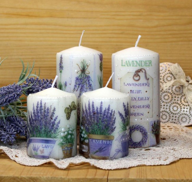 L'ambiance printanière sera présentée par des bougies décoratives avec un motif sur le thème de la lavande provençale