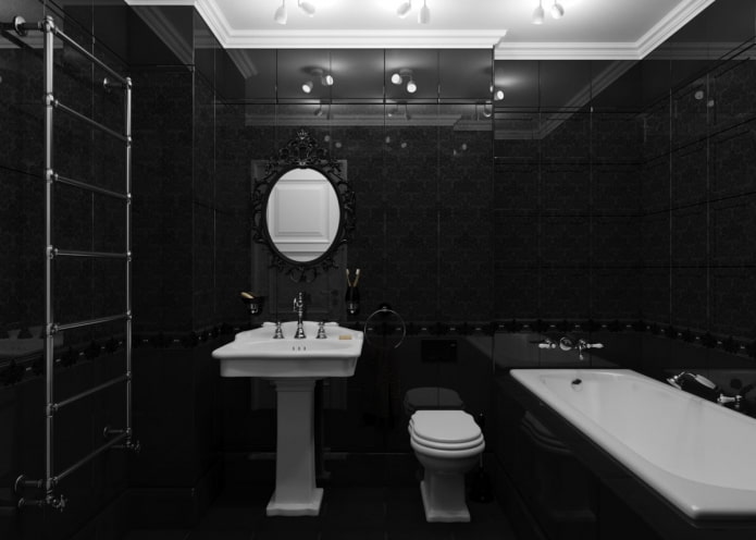salle de bain entièrement noire