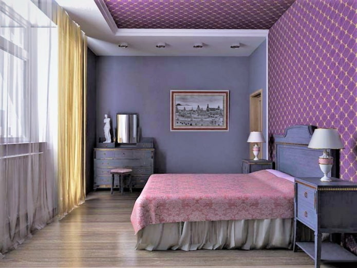 papier peint lilas au plafond
