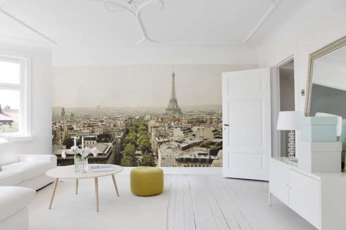 papier peint photo avec l'image de Paris à l'intérieur du salon