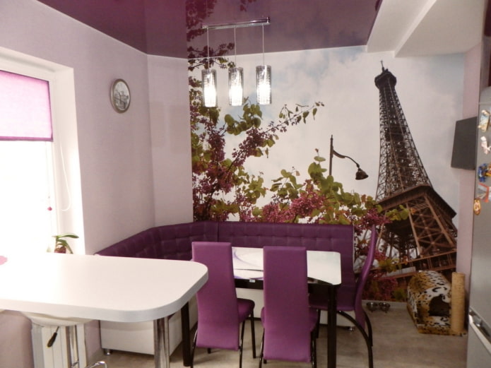 papier peint photo avec l'image de Paris à l'intérieur de la cuisine