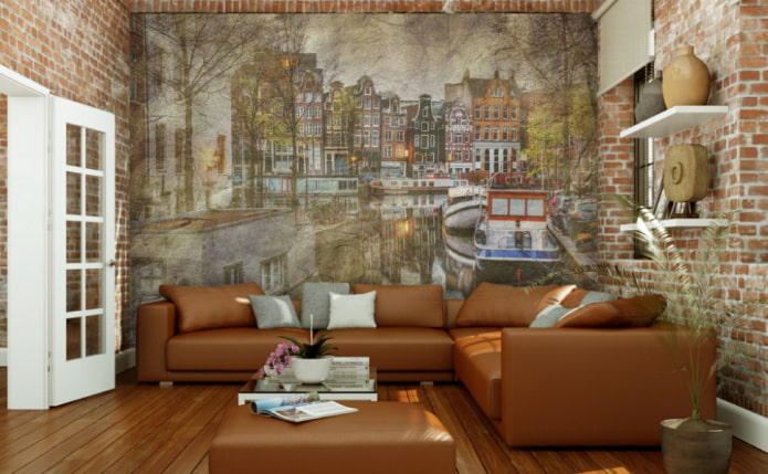 photo murale avec l'image d'Amsterdam dans le salon