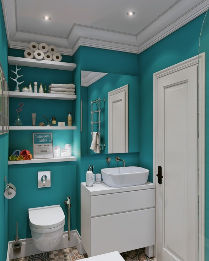 salle de bain dans la décoration intérieure d'un petit studio de 24 m².  m.