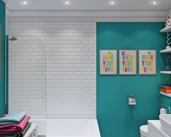 salle de bain dans la décoration intérieure d'un petit studio de 24 m².  m.